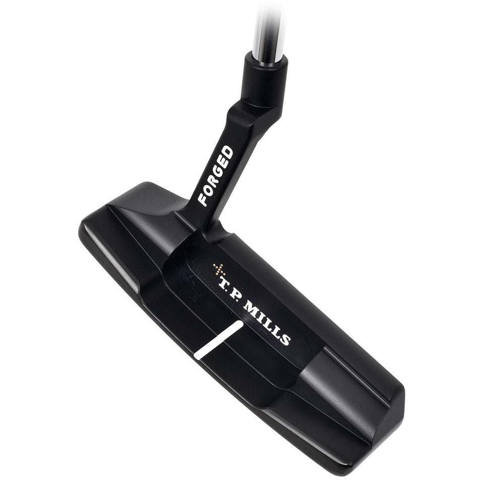 T.P. Mills Club Champ Flat T PVD blade putter three-quarter view