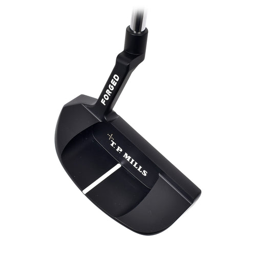 T.P. Mills Huey PVD compact mallet putter with cavity and address views