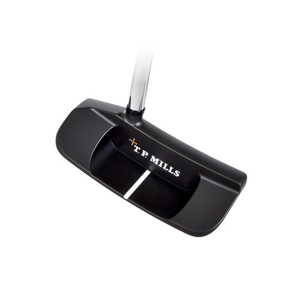 T.P. Mills Nellie S PVD face-balanced wide-blade putter with cavity and address views