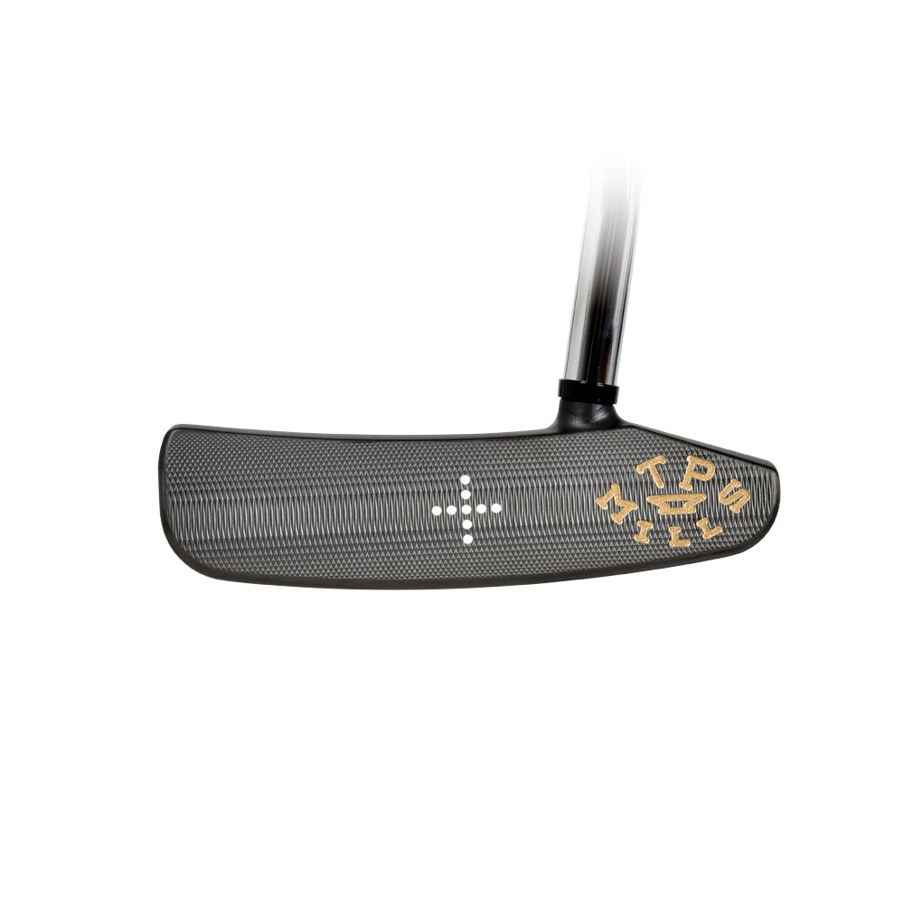 Deep-milled face of the T.P. Mills Nellie S PVD forged stainless steel putter