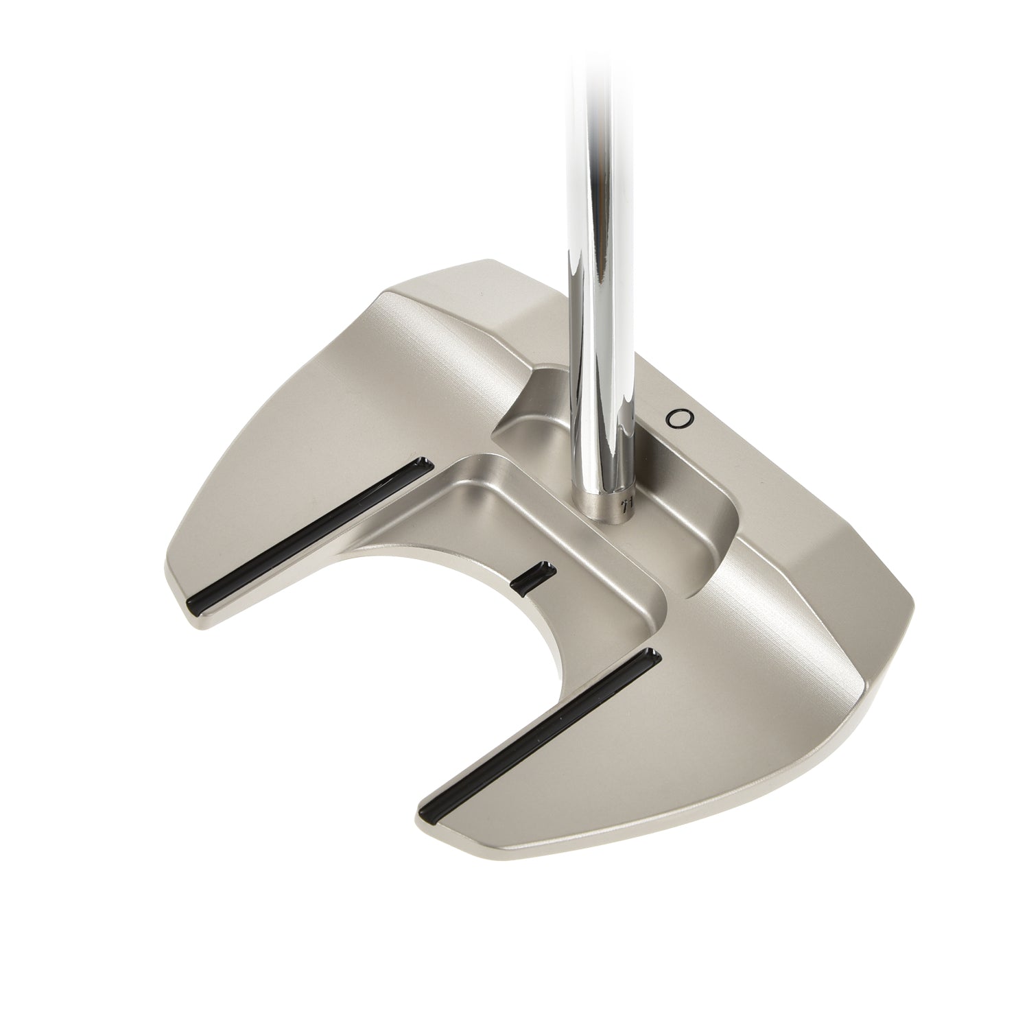 T.P. Mills Club Champ Vista ZT Zero Torque putter silver cavity view