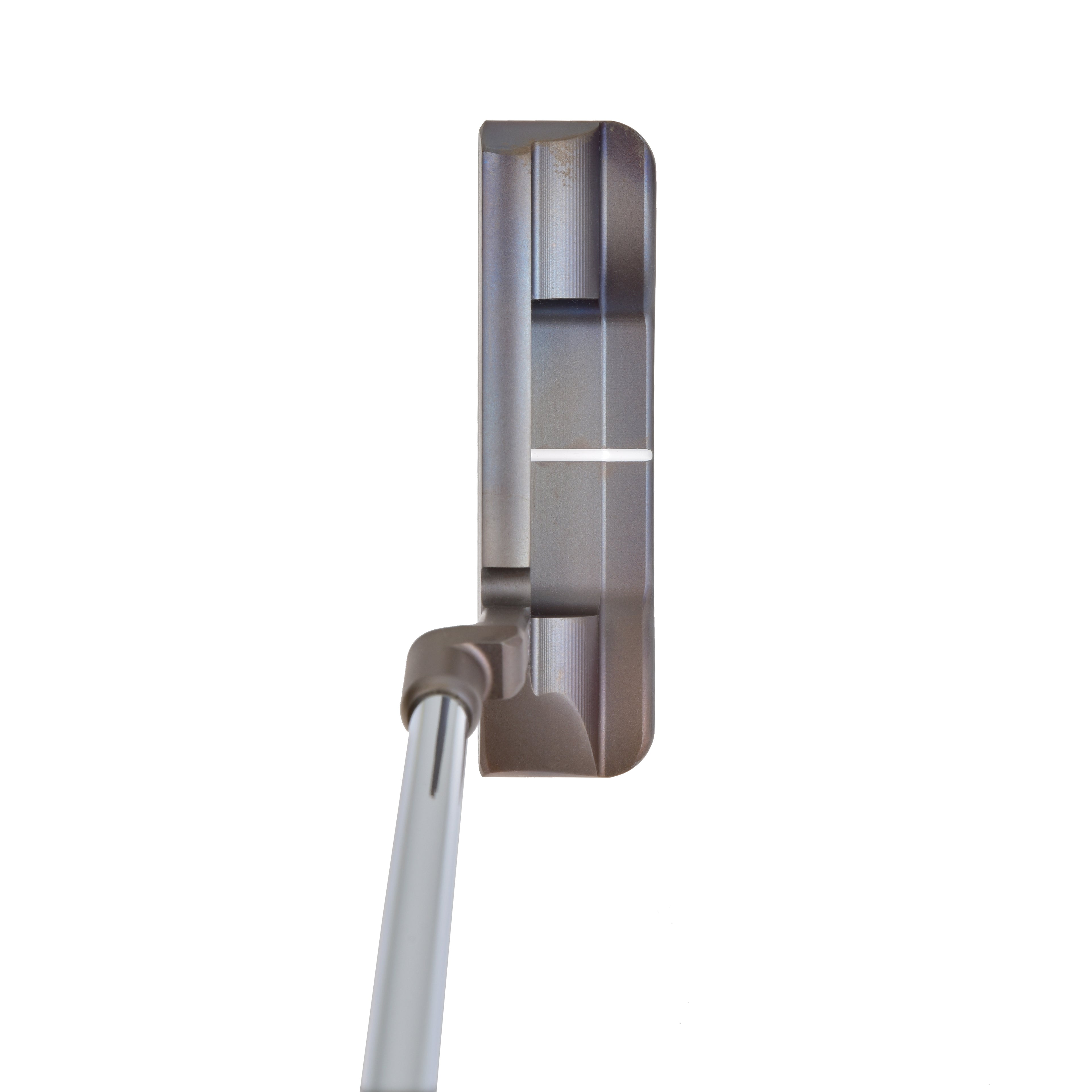 Address view of the T.P. Mills SGSS Trad II blade with plumber neck and single white sightline