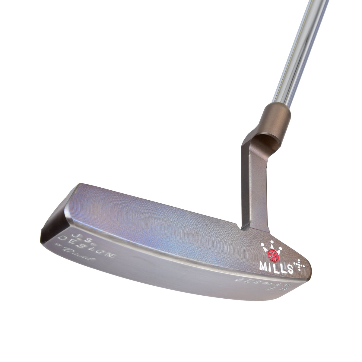 Toe-side three-quarter view of the SGSS Trad II Dark Flamed face and lower sole stamping