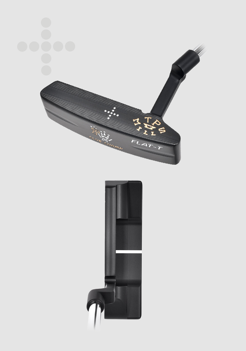 T.P. Mills Flat T PVD black blade putter, cavity and address views