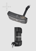 T.P. Mills Nellie PVD black wide-blade putter, cavity and address views