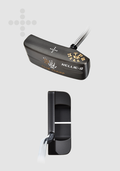 T.P. Mills Nellie S PVD short-hosel wide-blade putter, cavity and address views