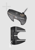 T.P. Mills Vista PVD black open-center mallet putter, cavity and address views